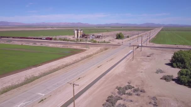 High Angle Aerial Lonely Abandoned Road Rural Area Water Tower — Stock Video