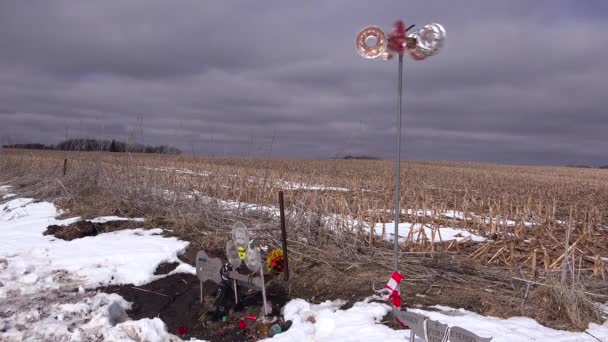 Sitio Del Accidente Avión Buddy Holly Memorial Clear Lake Iowa — Vídeos de Stock