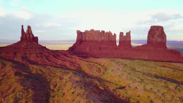 Hermosa Antena Aérea Atardecer Valle Monumental Utah — Vídeos de Stock