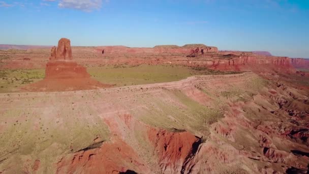 Vackra Inspirerande Antenn Över Klippformationer Monument Valley Utah Vid Solnedgången — Stockvideo