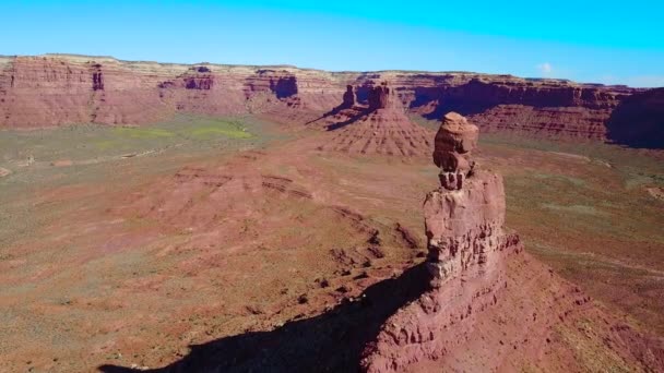 Vzduch Přes Pahorky Skalní Útvary Monument Valley Utah — Stock video