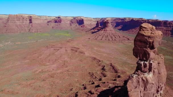 Vzduch Přes Pahorky Skalní Útvary Monument Valley Utah — Stock video