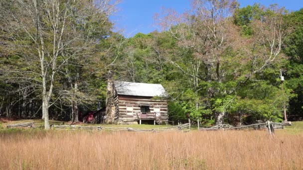 Uma Antiga Cabana Pioneira Nas Colinas Appalachia West Virginia — Vídeo de Stock