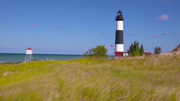 Faro Big Sable Point Vicino Ludington Michigan Bellissimo Punto Riferimento — Video Stock