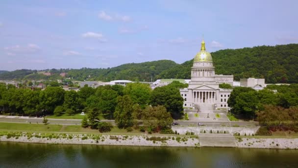 Aerial Capital Building Charleston West Virginia — Stock Video