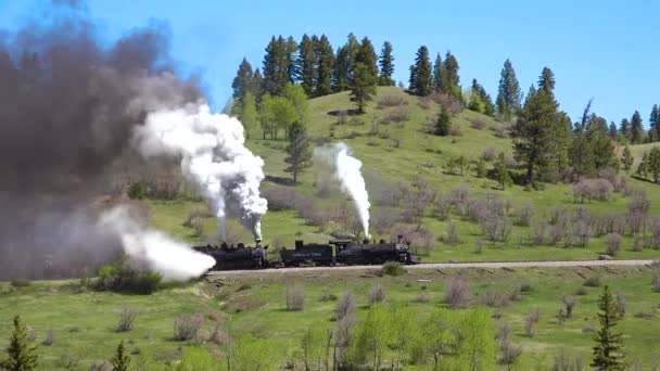 Colorado Circa 2010 Durango Silverton Wąski Wskaźnik Kolejowy Pociąg Parowy — Wideo stockowe