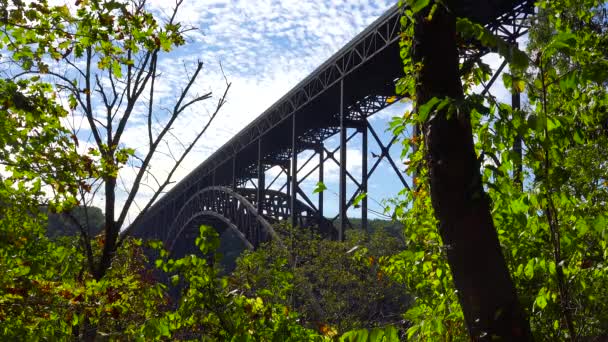 Einspielung Der New River Gorge Bridge West Virginia Tiefflug — Stockvideo