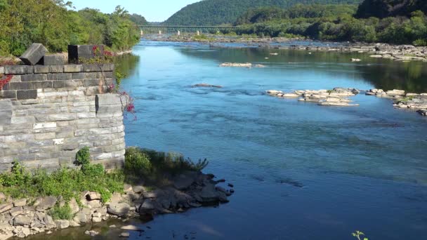Potomac Shenandoah Rivers Ontmoeten Elkaar Bij Harpers Ferry West Virginia — Stockvideo