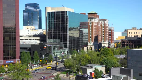 Vytváření Záběru Panorama Centra Města Grand Rapids Michigan — Stock video