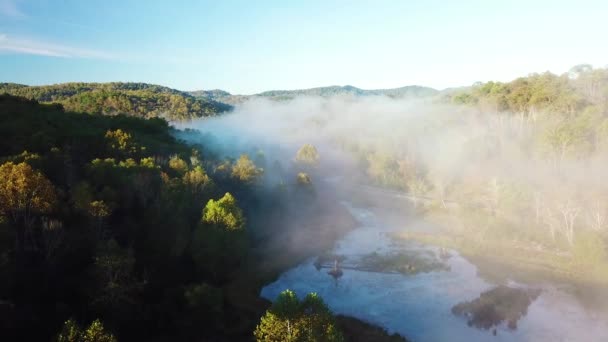 Bella Mattina Presto Aerea Nebbia Appalachia West Virginia — Video Stock