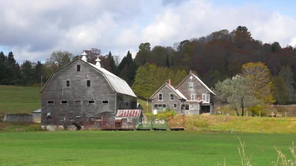 佛蒙特州农村的一座漂亮的旧谷仓和农舍 — 图库视频影像