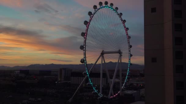 High Roller Diabelski Młyn Centrum Las Vegas Nocą — Wideo stockowe