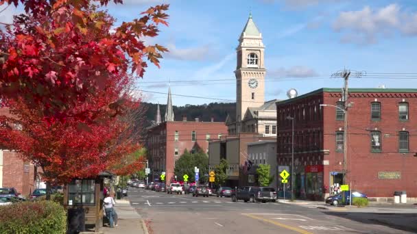 Estabelecendo Tiro Centro Montpelier Vermont — Vídeo de Stock