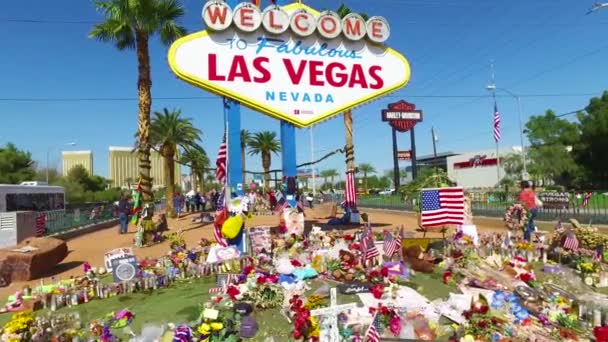 2017 Amerika Nın Kötü Toplu Katliamı Sonrasında Las Vegas Hoşgeldiniz — Stok video