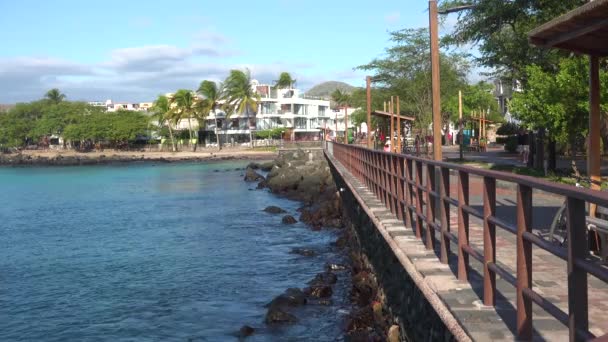 Oprichting Van Shot Van Puerto Baquerizo Moreno Hoofdstad Van Galapagos — Stockvideo