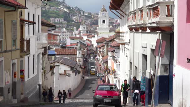 Vytváření Záběru Rušných Ulic Quito Ekvádor — Stock video