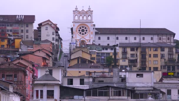 Wysoki Kąt Przegląd Miasta Quito Ekwador — Wideo stockowe