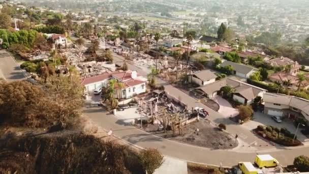 Vzduch Nad Čtvrtí Domů Zničených Požárem Ventuře Kalifornie Požáru Thomase — Stock video