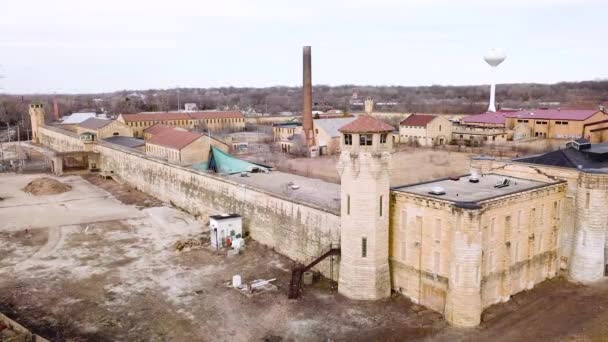 Nagranie Opuszczonego Opuszczonego Więzienia Lub Więzienia Joliet Historyczne Miejsce Budowy — Wideo stockowe