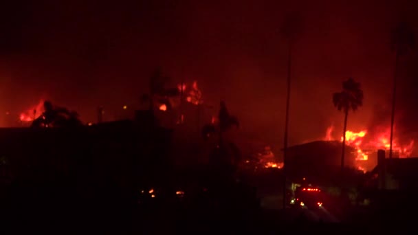 Casas Queimam Por Toda Encosta Inferno Noite Durante Incêndio 2017 — Vídeo de Stock