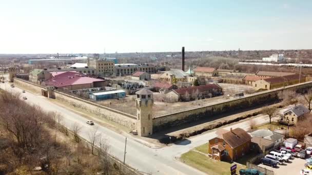 Luchtfoto Van Vervallen Verlaten Joliet Gevangenis Gevangenis Een Historische Plek — Stockvideo