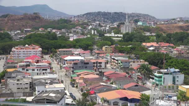Establishing Shot City Guayaquil Ecuador Mormon Church Foreground Favela — Stock Video