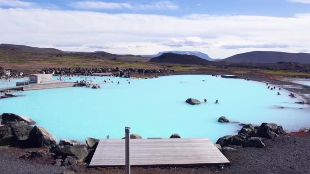 Створення Спа Спа Публічної Термальної Ванни Ісландії Недалеко Від Міватна — стокове відео