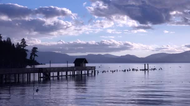 Bel Tramonto Dietro Resort Molo Sagomato Glenbrook Lago Tahoe Nevada — Video Stock