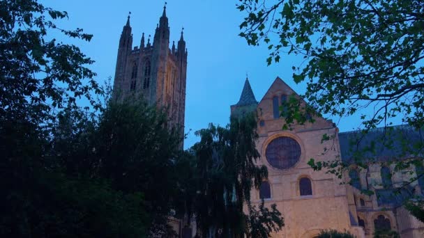 Vacker Etablering Skott Skymningen Canterbury Cathedral Kent England — Stockvideo