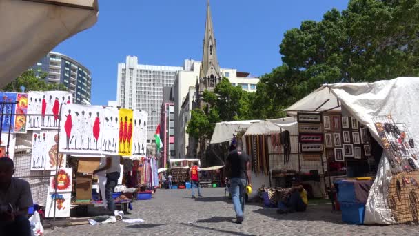 African Tribal Art Masks Souvenirs Sold Shops Downtown Cape Town — Stock Video