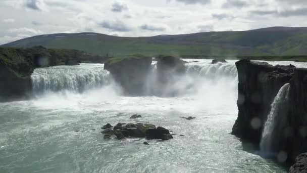 Godafoss Uma Bela Cachoeira Islândia — Vídeo de Stock