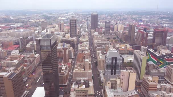 Gute Hochwinkel Einspielung Von Johannesburg Südafrikas Innenstadt Geschäftsviertel — Stockvideo