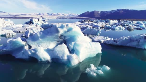 Воздушное Пространство Над Льдами Арктике Йокулсарлон Лагуна Исландии — стоковое видео
