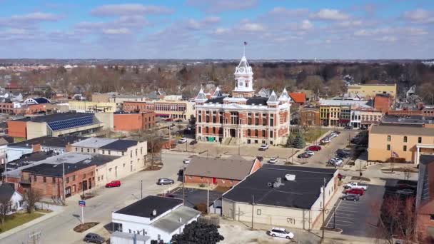 Aerial Nad Franklin Indiana Osobliwe Amerykańskie Środkowo Zachodnie Miasto Pięknym — Wideo stockowe