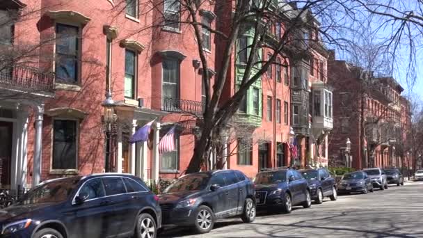 Estabelecimento Tiro Apartamentos Ruas Bunker Hill Boston Massachusetts — Vídeo de Stock