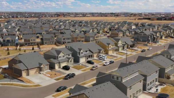 Good Aerial Neighborhood Identical Homes Construction Suburbs — Stock Video