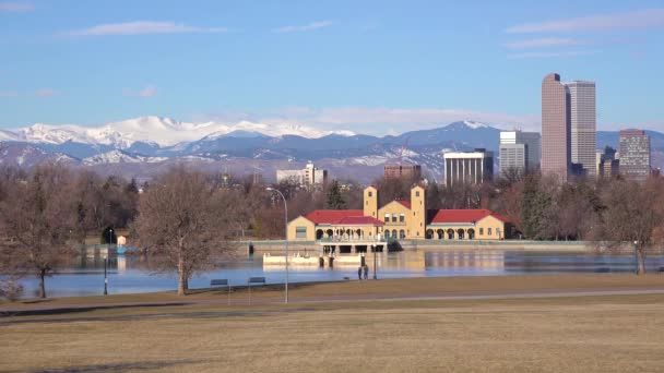 Beautiful Establishing Shot Skyline Denver Colorado — Stock Video