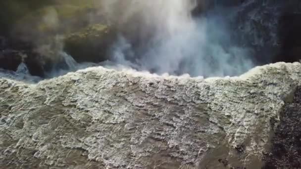 Luftaufnahme Über Dem Dettifoss Island Einem Der Bemerkenswertesten Wasserfälle Der — Stockvideo