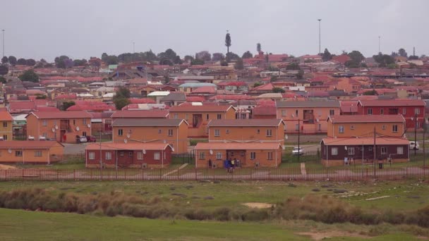 Aufnahme Von Häusern Soweto Township Südafrika — Stockvideo