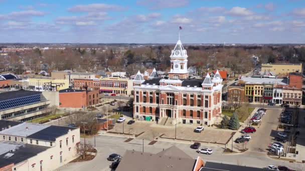 Flyg Över Franklin Indiana Pittoresk Amerikansk Mellanvästern Stad Med Ganska — Stockvideo