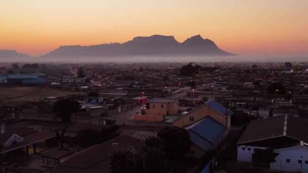 Spectacular Aerial Township South Africa Vast Poverty Ramshackle Huts Night — Stock Video