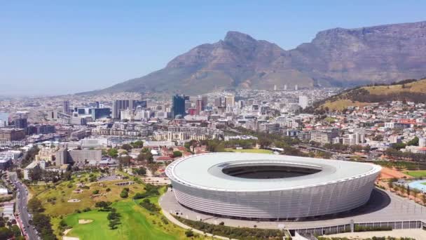 Buen Lanzamiento Aéreo Ciudad Ciudad Del Cabo Sudáfrica Con Estadio — Vídeo de stock