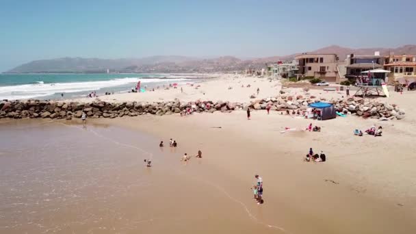 Vue Aérienne Dessus Une Plage Sud Californie Pendant Été — Video