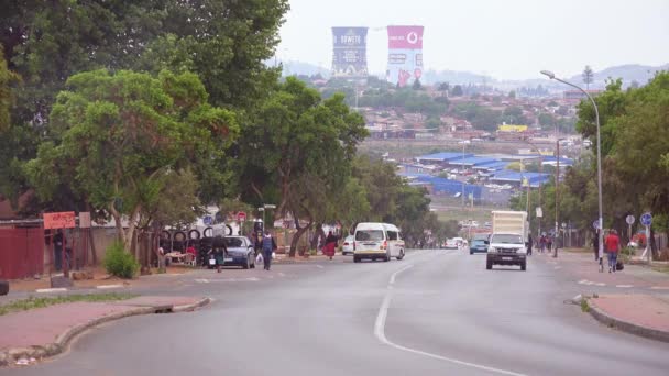 Establishing Shot Painted Cooling Towers Distance Soweto Township South Africa — Stock Video