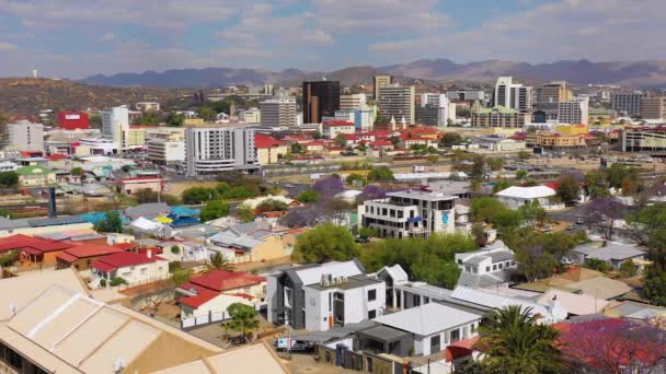 Windhoek Belvárosának Központi Üzleti Negyedének Létrehozása Namíbia Főváros — Stock videók