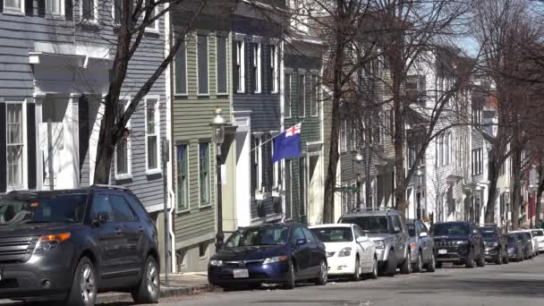 Bunker Hill Boston Massachusetts Teki Apartman Caddelerin Çekimleri Yapılıyor — Stok video