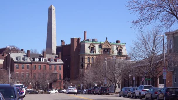 Estabelecimento Tiro Apartamentos Ruas Bunker Hill Boston Massachusetts — Vídeo de Stock