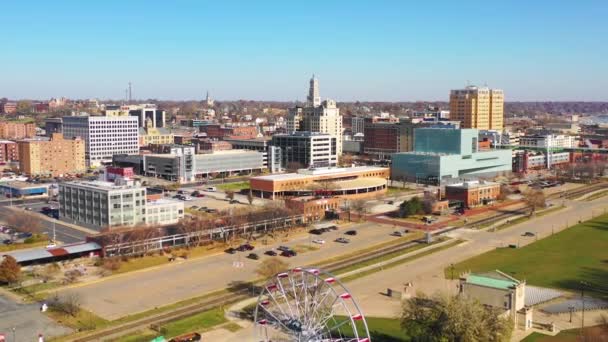 Bon Drone Aérien Établissant Plan Davenport Quad Cities Iowa Mississippi — Video