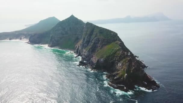 Anmärkningsvärd Flygbild Godahoppsudden Och Cape Point Där Indiska Oceanen Och — Stockvideo