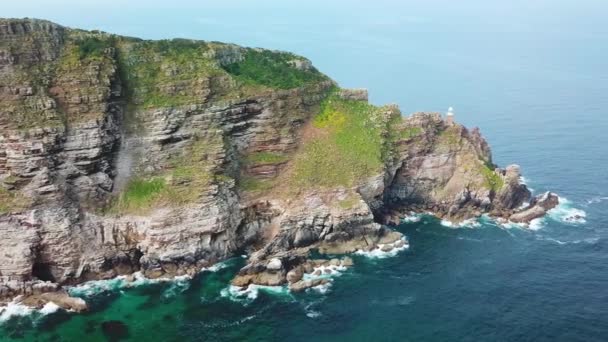 Aerial Shot Cape Good Hope Cape Point Indian Atlantic Oceans — Stock Video